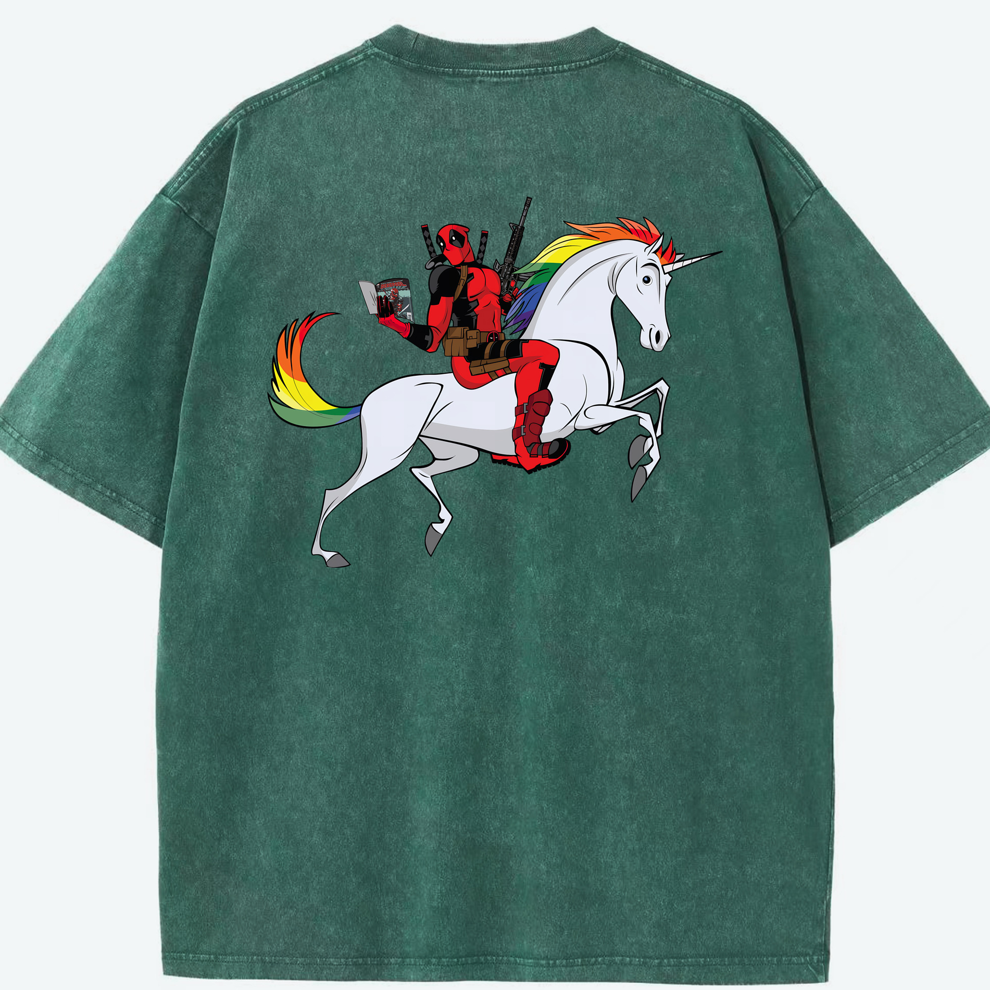 （画像用） Deadpool デッドプール 綿100% ヴィンテージ風 半袖Tシャツ（背面プリント）